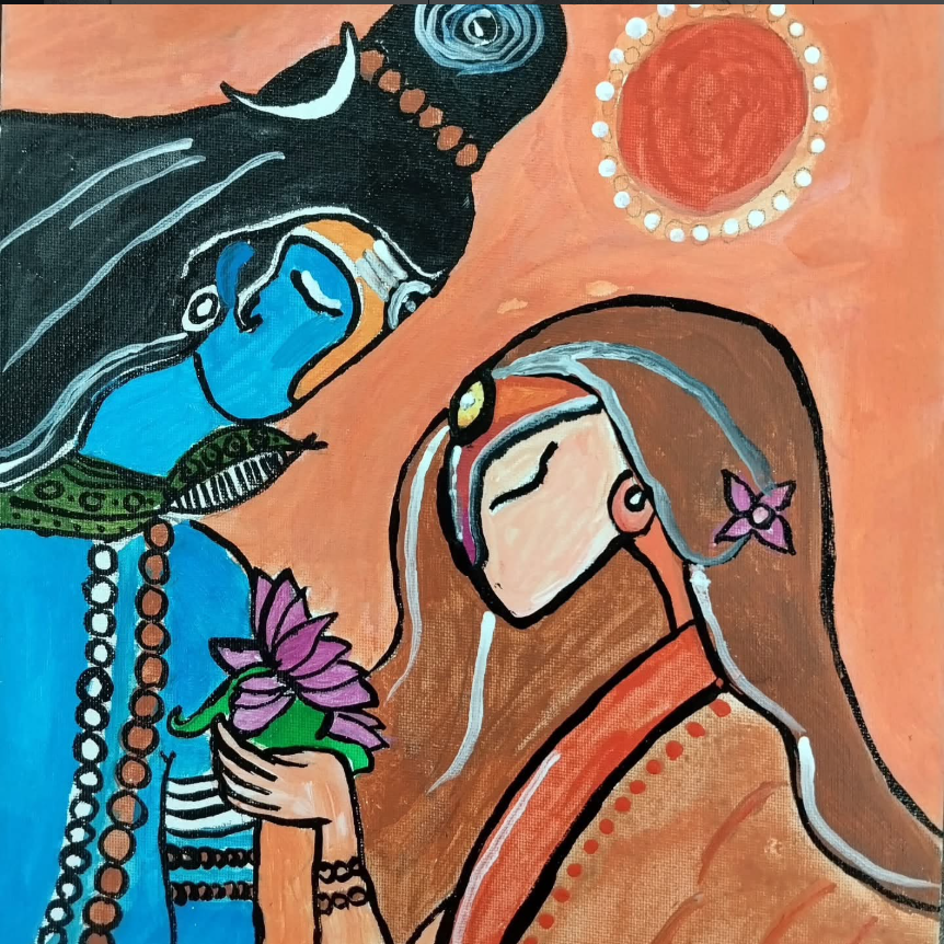 Shiva Parvati painting — acrylic on canvas